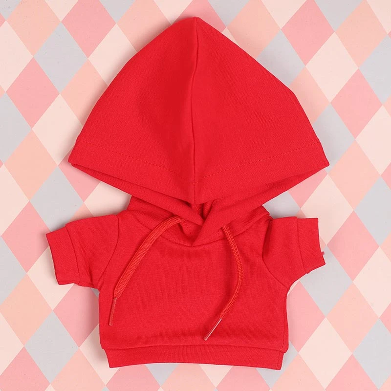 Blank Mini Doll Hoodies — Red hoodie no-logo hooded pocket-free single piece