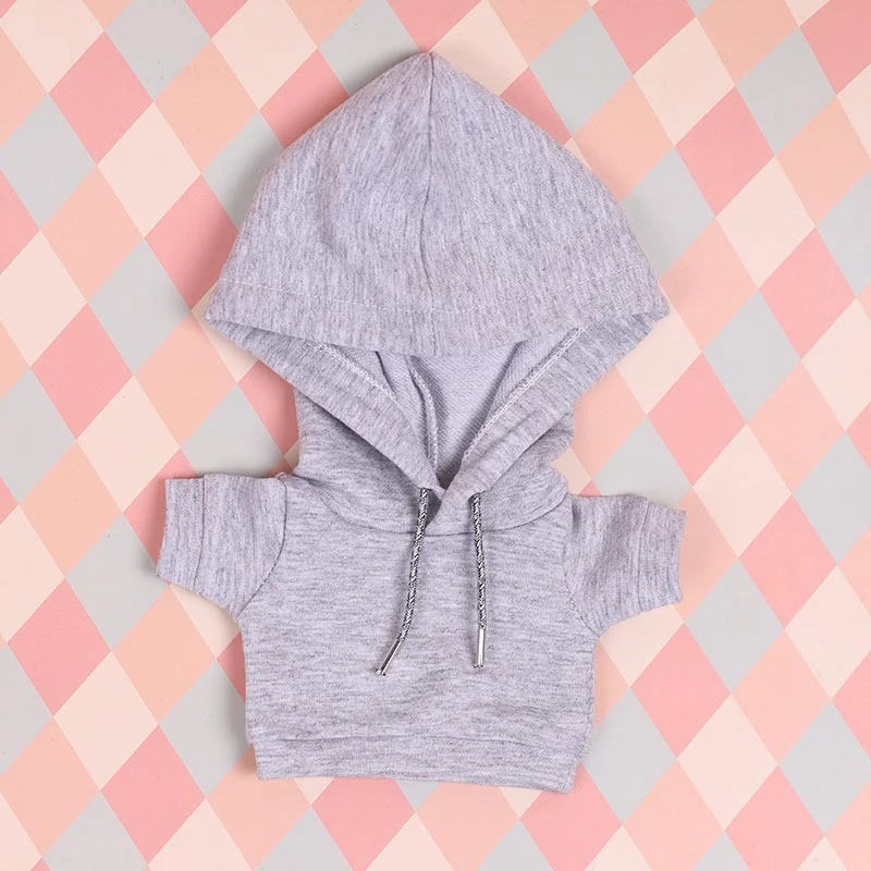Blank Mini Doll Hoodies — Grey hoodie no-logo hooded pocket-free single piece