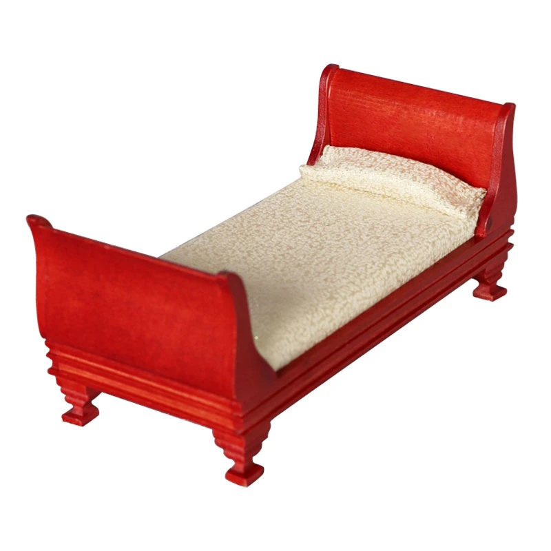 Brown Striped Vintage Miniature Single Bed — Mahogany
