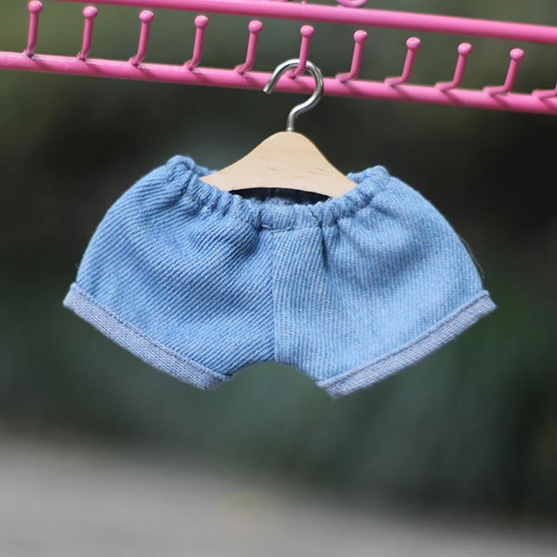 Elastic Waist Doll Jeans — Light blue cuffed elastic-waist denim pants