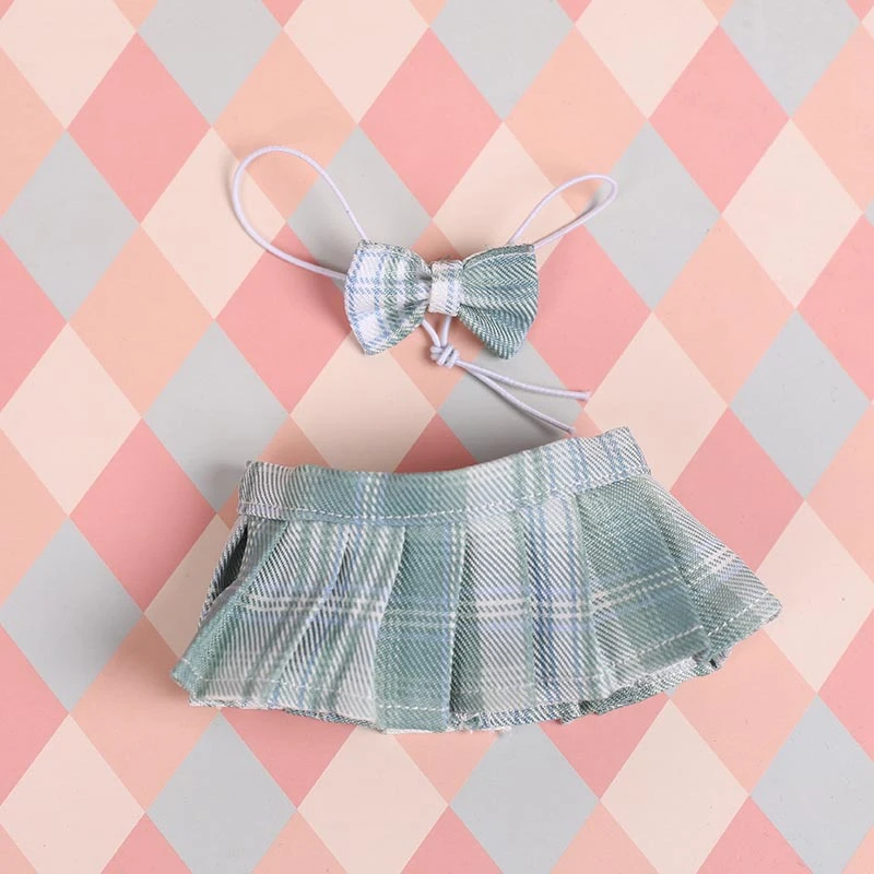 JK Pleated Doll Skirt Sets — JK pleated skirt bow tie 2-piece set - Cedar