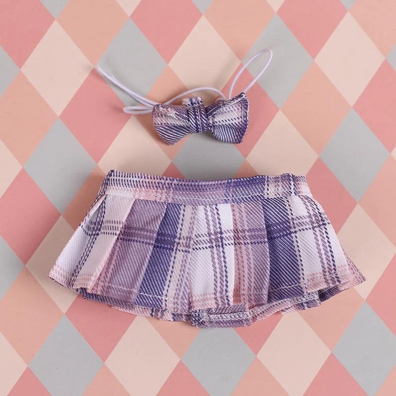 JK Pleated Doll Skirt Sets — JK pleated skirt bow tie 2-piece set - Taro Cake