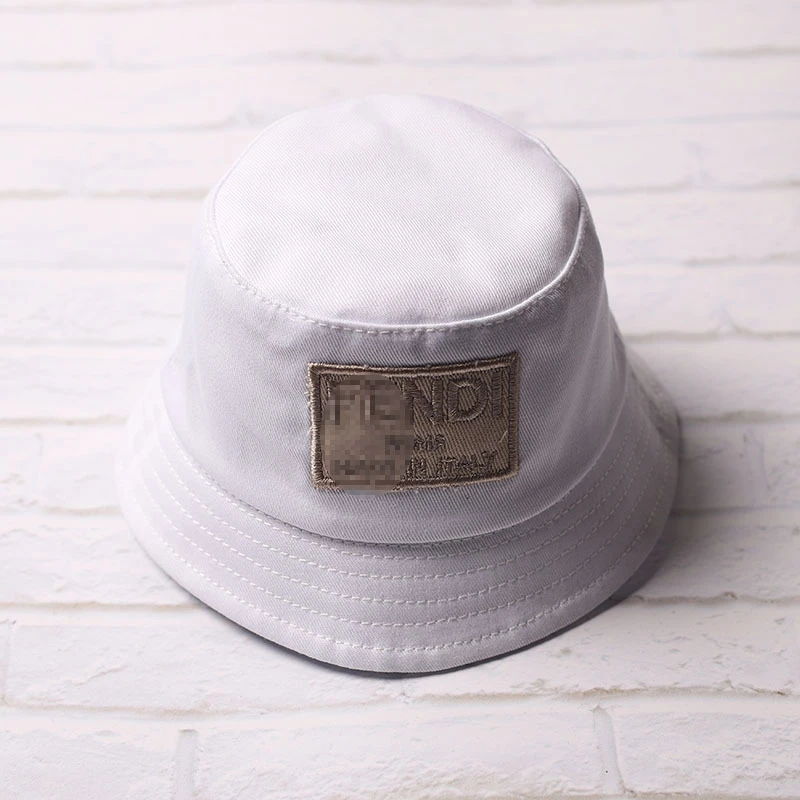 Mini Doll Bucket Hats and Caps — White Pink D bucket hat embroidered