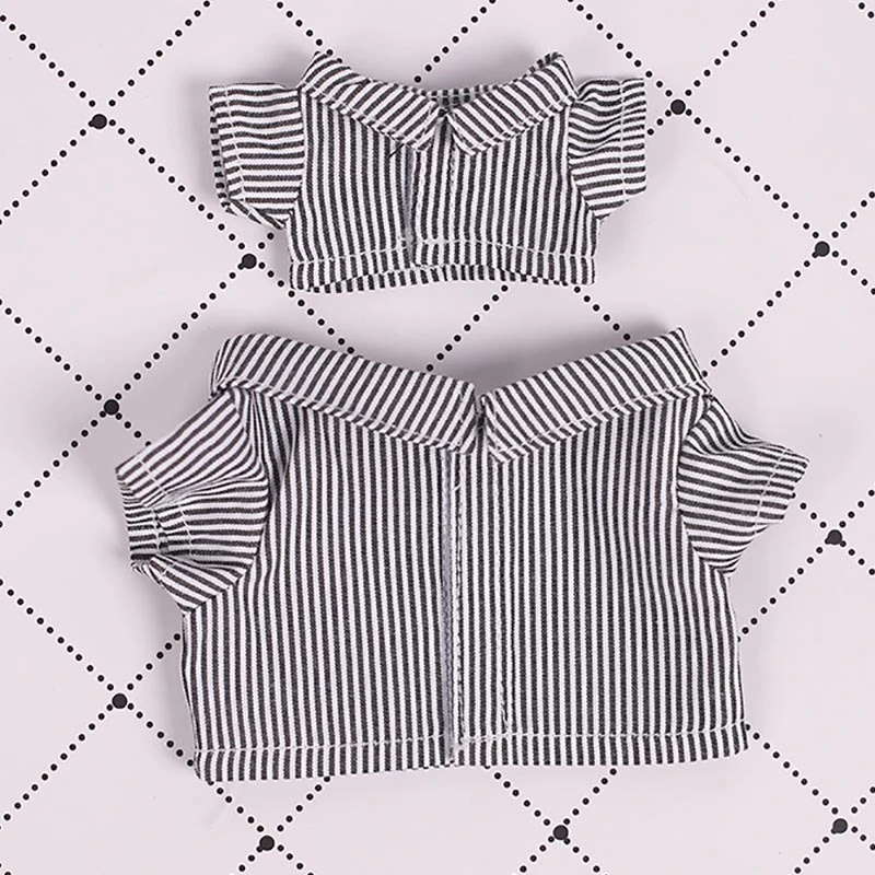 Mini Doll Button Shirts — Black striped shirt single piece