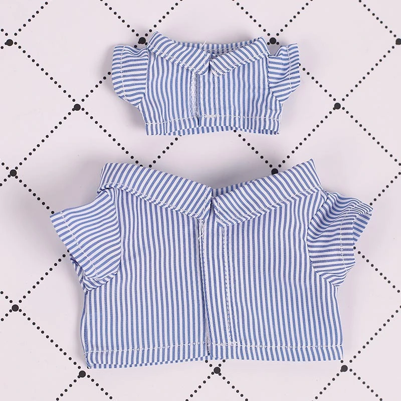 Mini Doll Button Shirts — Blue striped shirt single piece