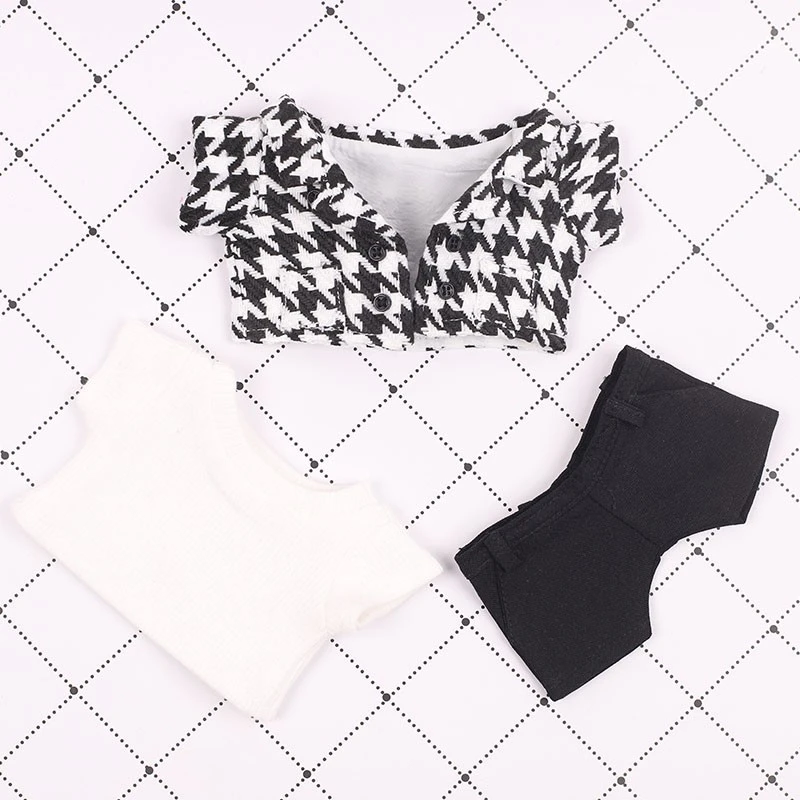 Mini Doll Jacket and Trouser Sets — Houndstooth suit 3-piece set