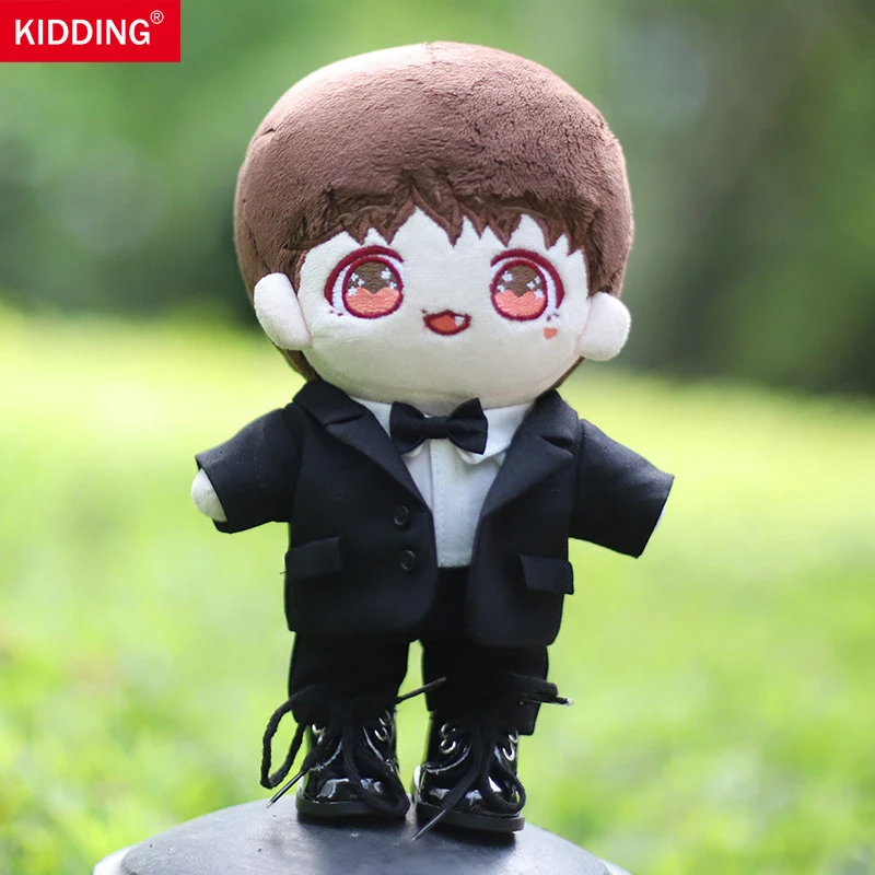 Mini Doll Suit Sets — Black suit shirt bow tie 4-piece set