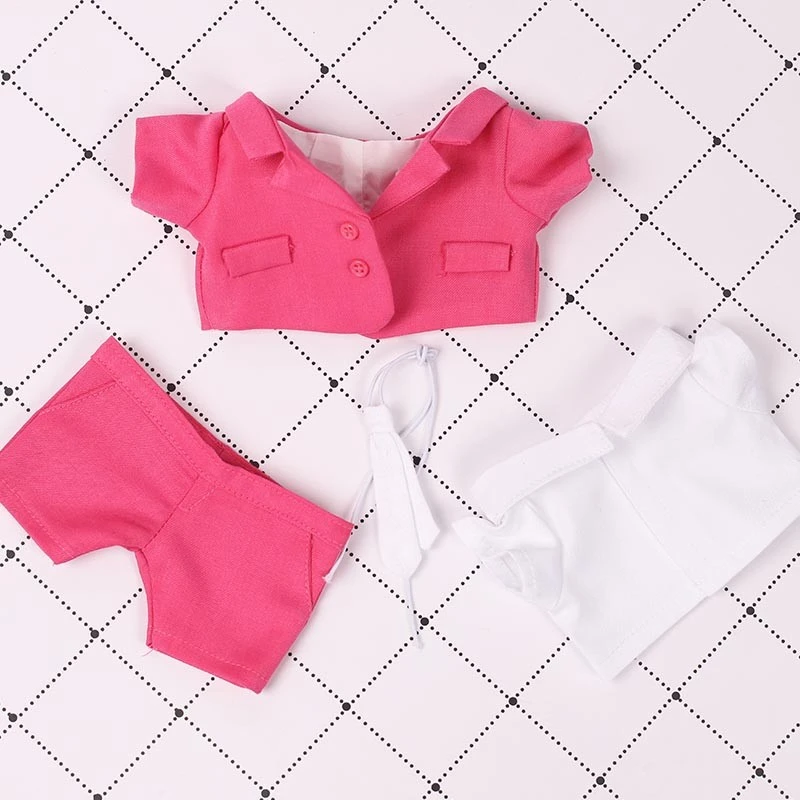 Mini Doll Suit Sets — Magenta suit shirt necktie 4-piece set
