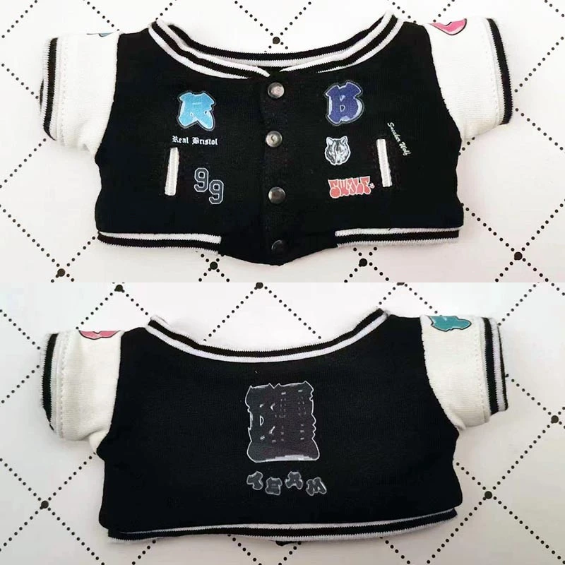 Mini Doll Varsity Jackets and Shirts — 20 cm Black varsity jacket