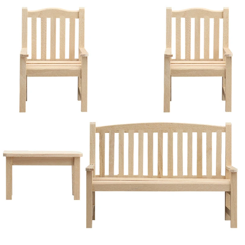 Miniature Garden Bench and Chair Set — Four-piece set