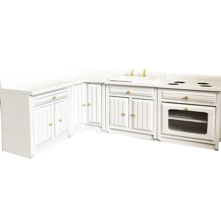 Miniature Kitchen Cabinet and Sink Set — custom doll clothing and miniature accessory