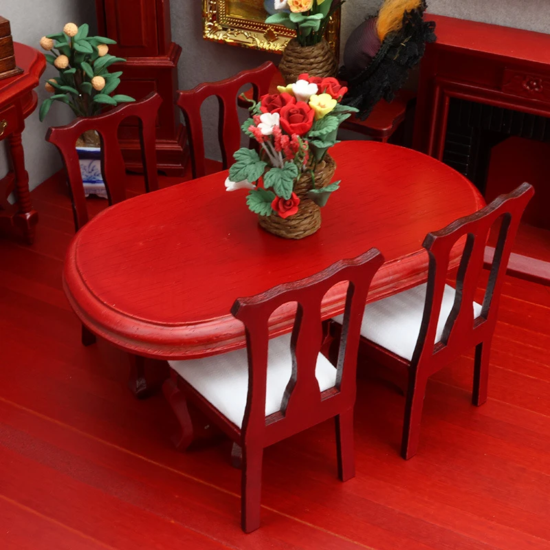 Miniature Oval Dining Table and High-Back Chairs — Main product photo