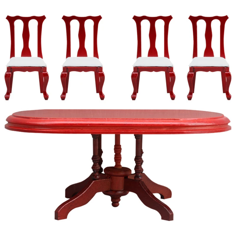 Miniature Oval Dining Table and High-Back Chairs — Main product photo