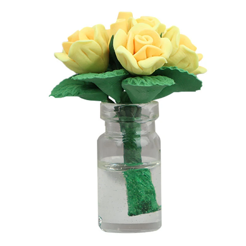 Miniature Potted Roses — custom doll clothing and miniature accessory