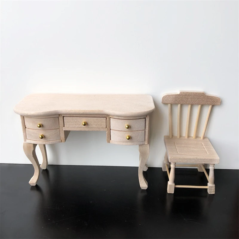 Miniature Study Desk and Chair — custom doll clothing and miniature accessory