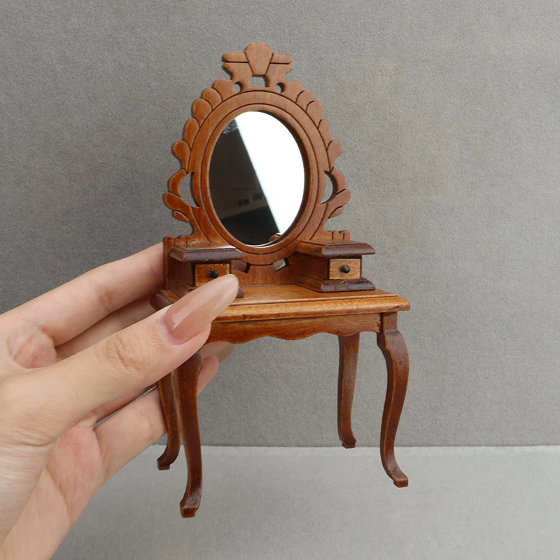Miniature Vanity Table and Stool — custom doll clothing and miniature accessory