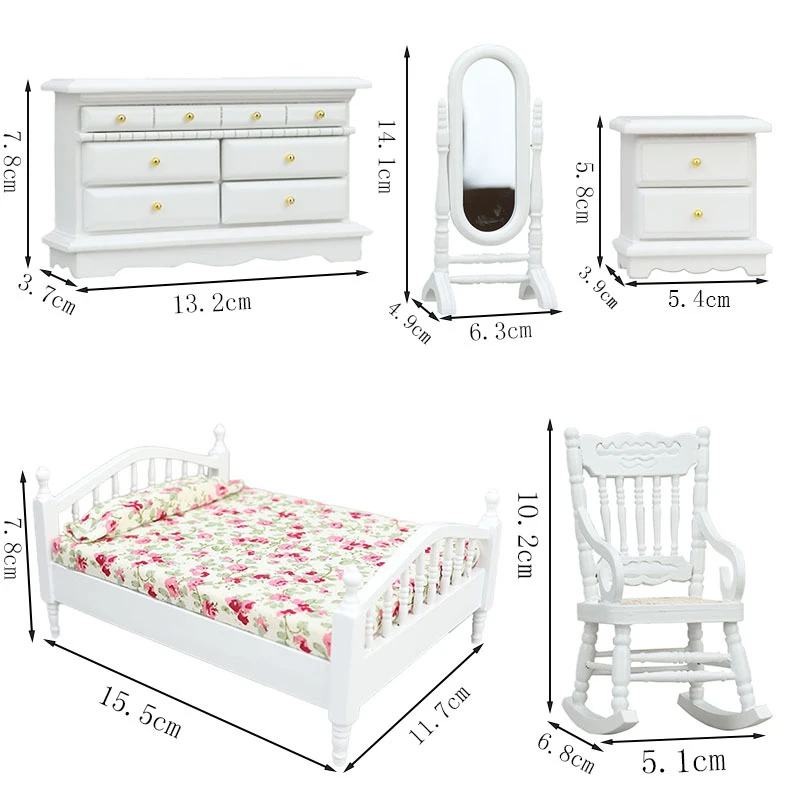 White Miniature Garden Furniture Set — custom doll clothing and miniature accessory